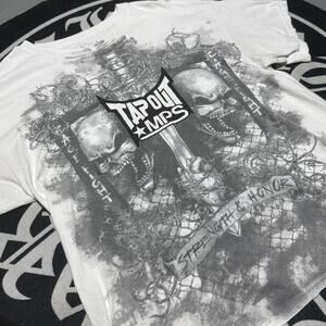 TapOut MMA Skulls and Barbed Wire White Graphic Tee Shirt